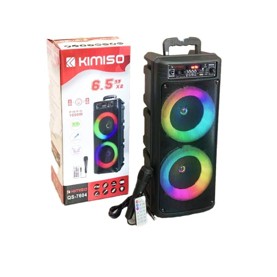 SPEAKER KIMISO QS-7604 6.5" X 2 WITH MICROPHONE AND REMOTE 